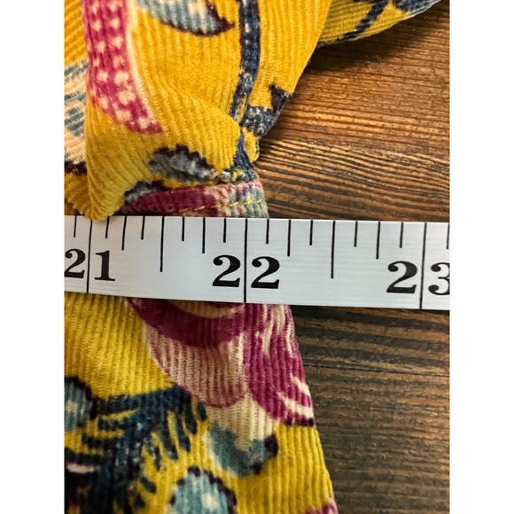 Pilcro Anthropologie Mustard Yellow Floral Paisley Corduroy Button Down Shirt M - Picture 10 of 11